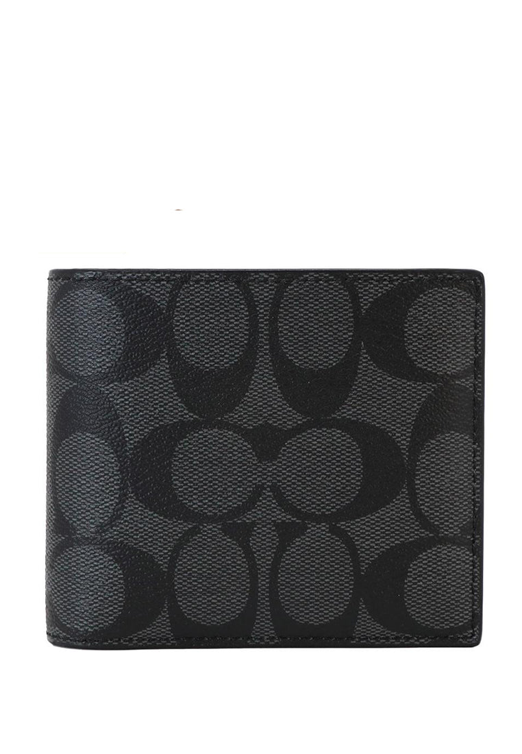 Coach Compact ID Wallet In Signature - Black