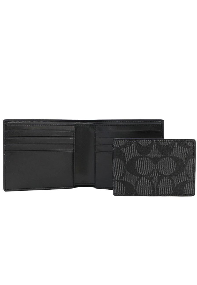 Coach Compact ID Wallet In Signature - Black