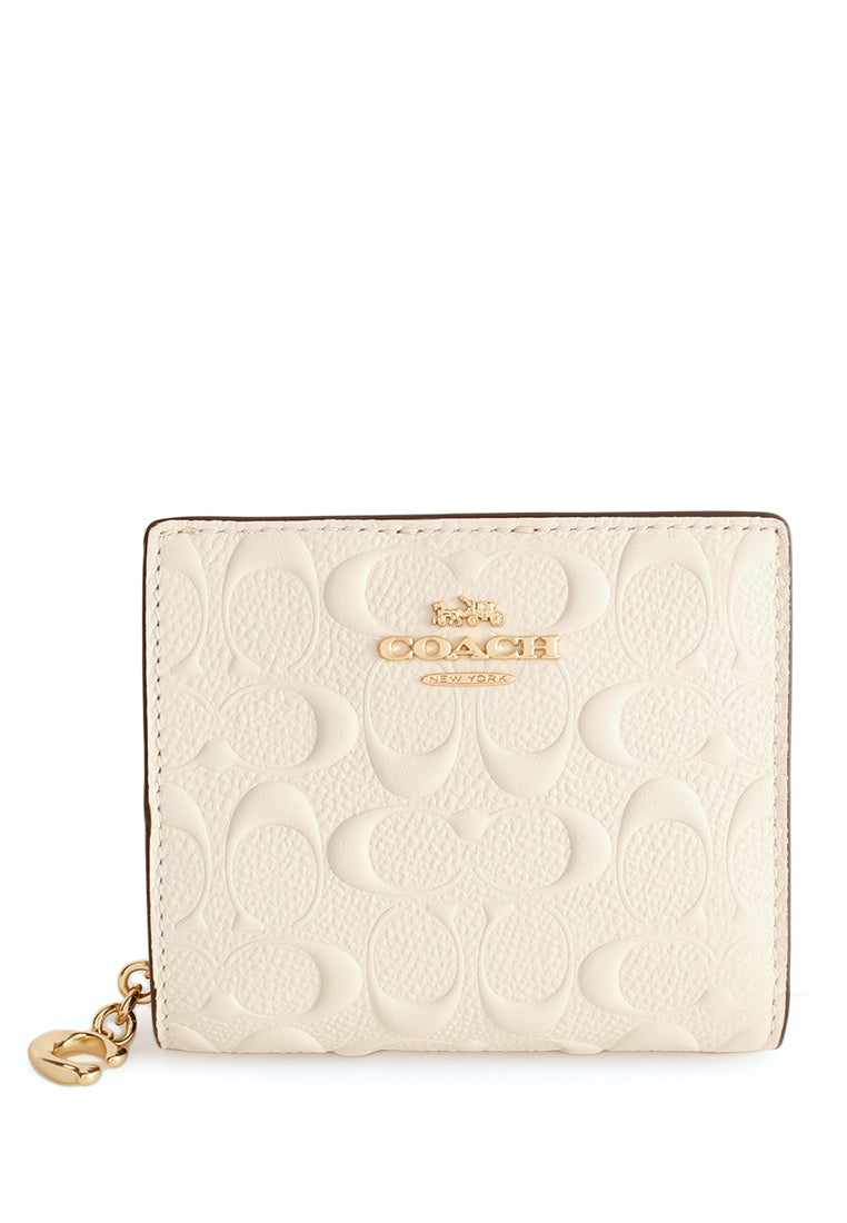 Coach Boxed Snap Wallet And Picture Frame Bag Charm in Signature Leather - White