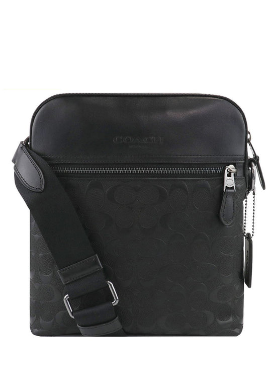 Coach Houston Flight Bag In Signature Leather - Black