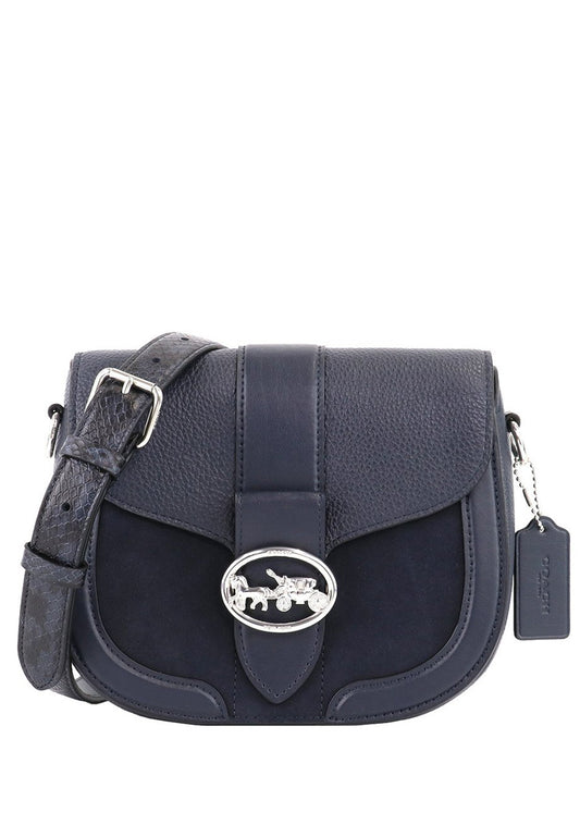 Coach Georgie Saddle Bag In Emboss Strap - Black