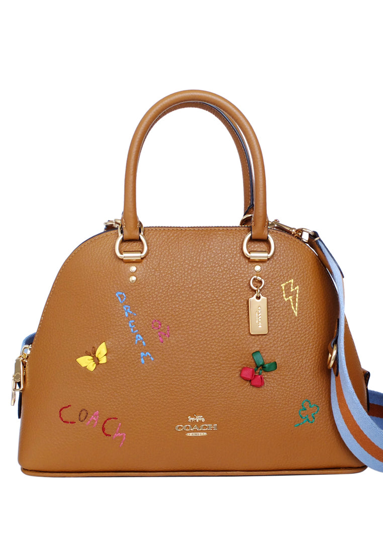 Coach Katy Satchel With Diary Embroidery - Gold Brown