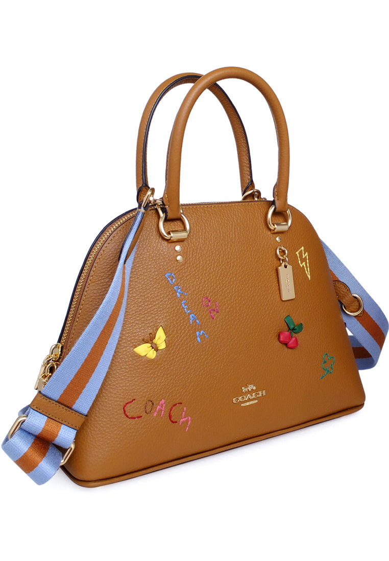 Coach Katy Satchel With Diary Embroidery - Gold Brown