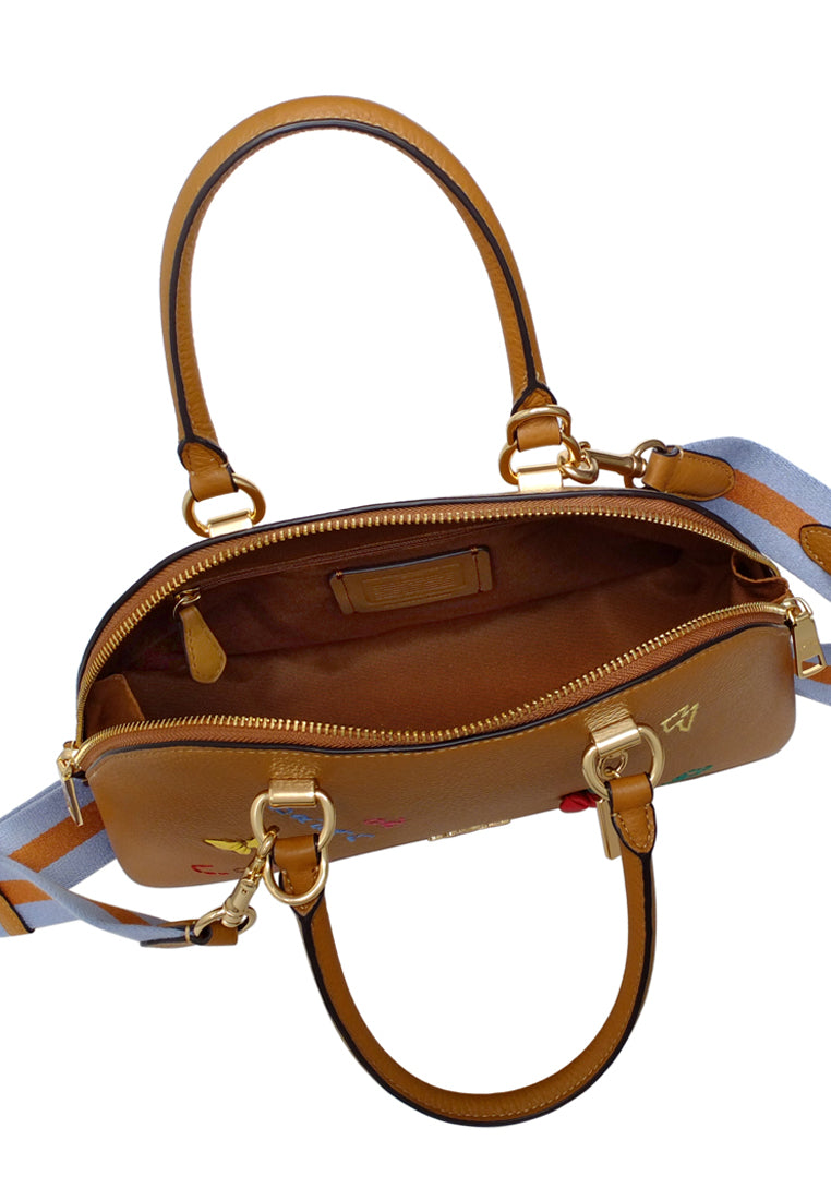 Coach Katy Satchel With Diary Embroidery - Gold Brown