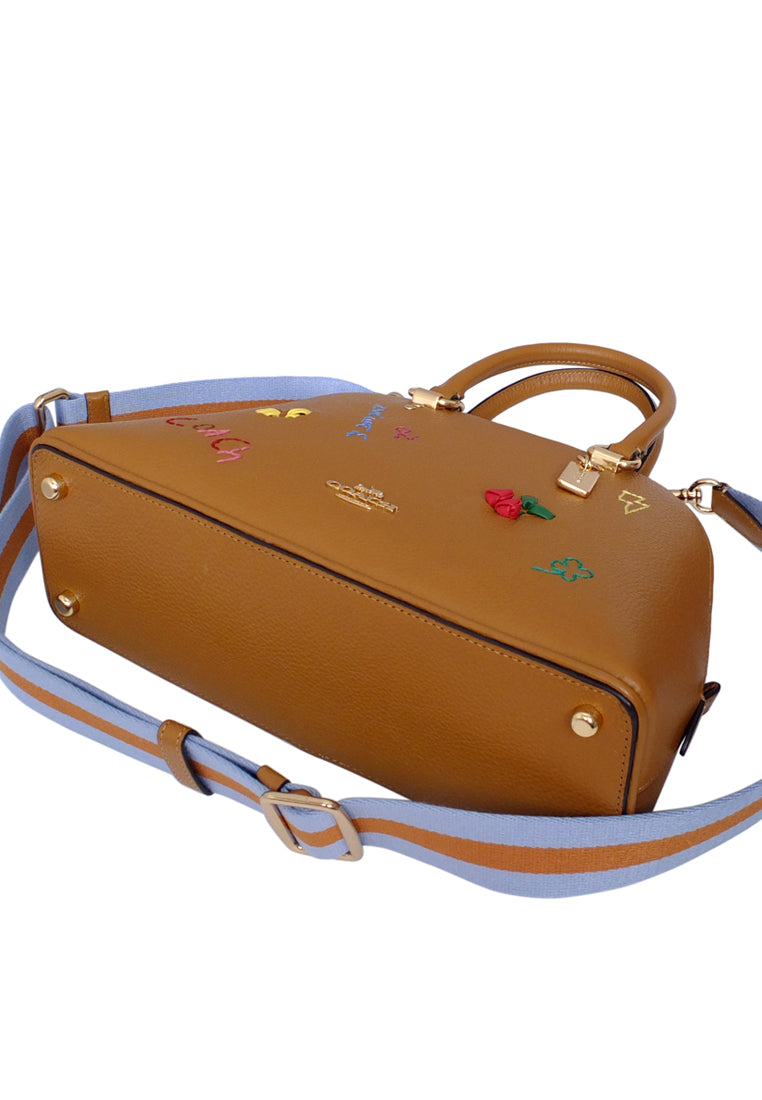 Coach Katy Satchel With Diary Embroidery - Gold Brown