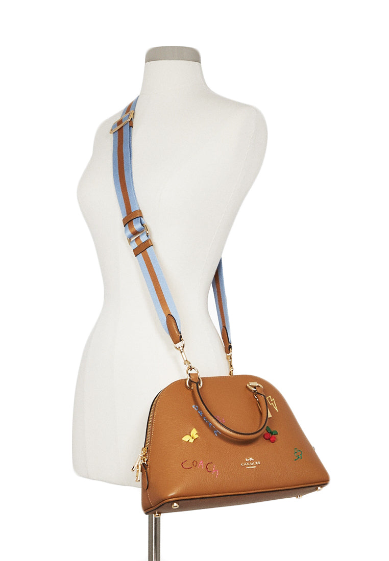 Coach Katy Satchel With Diary Embroidery - Gold Brown