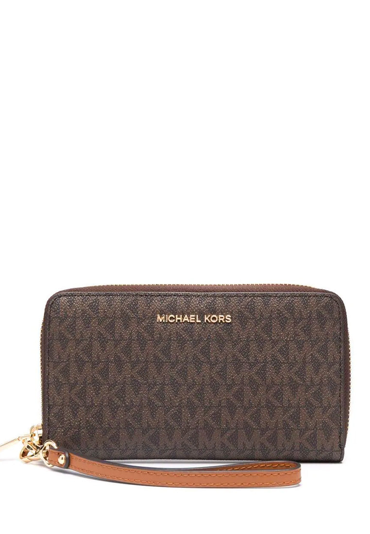 Michael Kors Jet Set Travel Large Flat Signature Phone Wallet - Brown