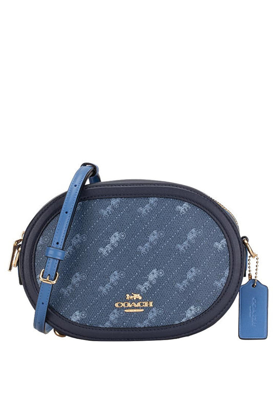 Coach Camera Bag With Horse And Carriage Dot Print - Denim