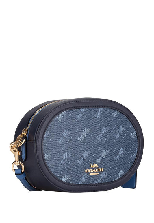 Coach Camera Bag With Horse And Carriage Dot Print - Denim