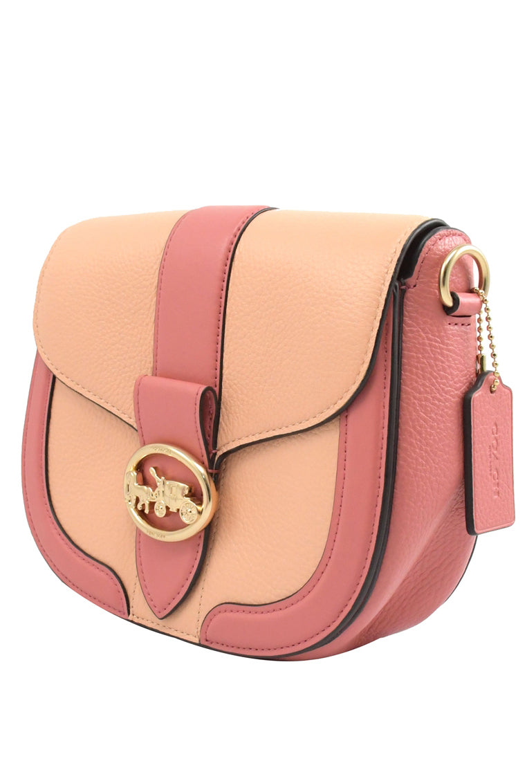 Coach Georgie Saddle Bag In Colorblock - Faded Blush