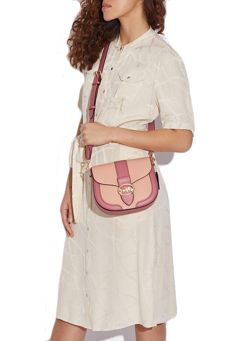 Coach Georgie Saddle Bag In Colorblock - Faded Blush