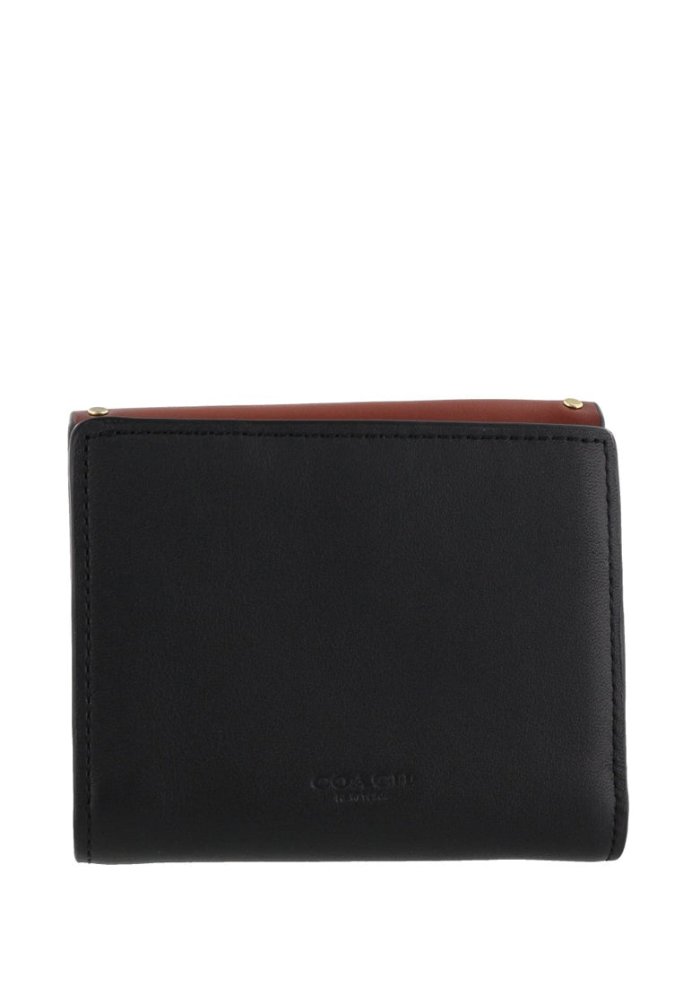 Coach Georgie Small Wallet In Colorblock Signature Canvas With Rivets - Brown/Terracotta