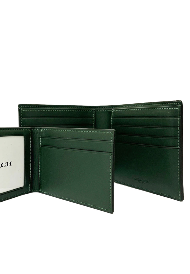 Coach 3 In 1 Mens Wallet In Colorblock Signature Canvas With Coach Patch - Black/Dark Green