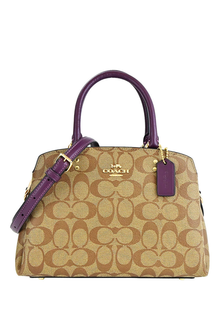 Coach Mini Lillie Carryall In Signature Canvas - Brown/Boysenberry