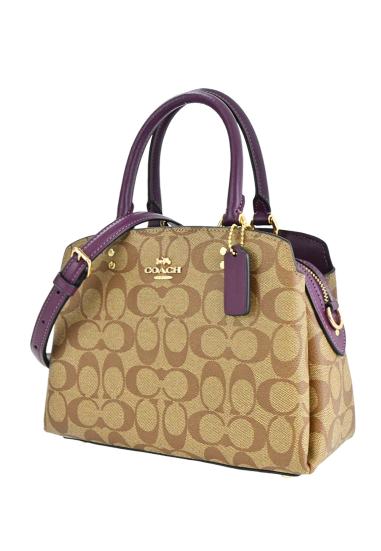 Coach Mini Lillie Carryall In Signature Canvas - Brown/Boysenberry