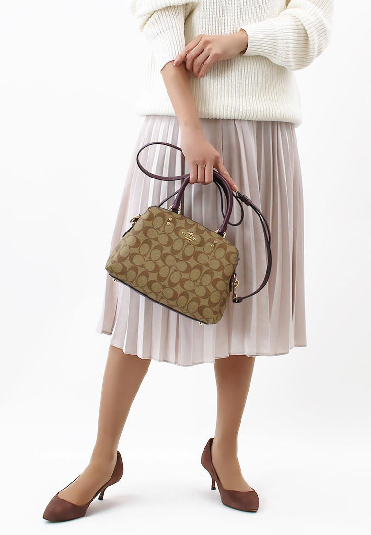 Coach Mini Lillie Carryall In Signature Canvas - Brown/Boysenberry