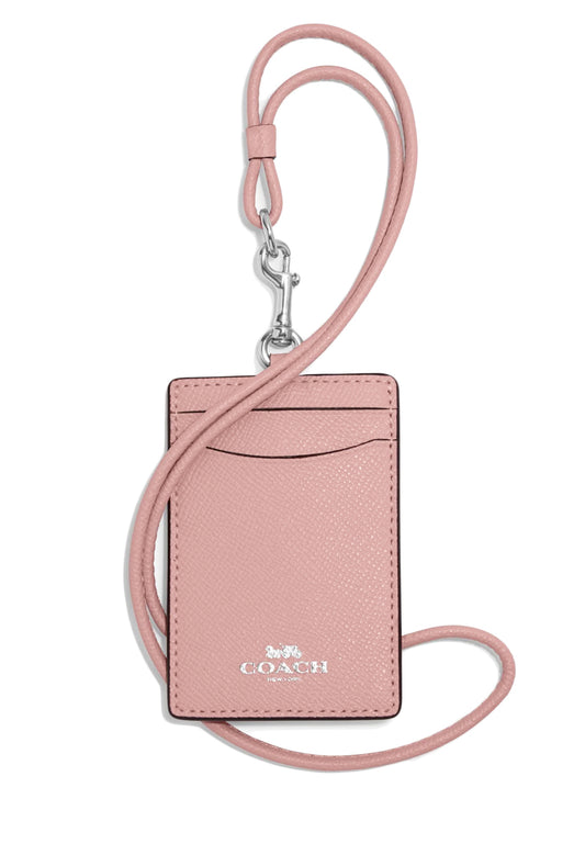 Coach ID Lanyard In Crossgrain Leather - Light Pink