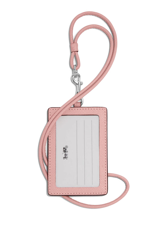 Coach ID Lanyard In Crossgrain Leather - Light Pink