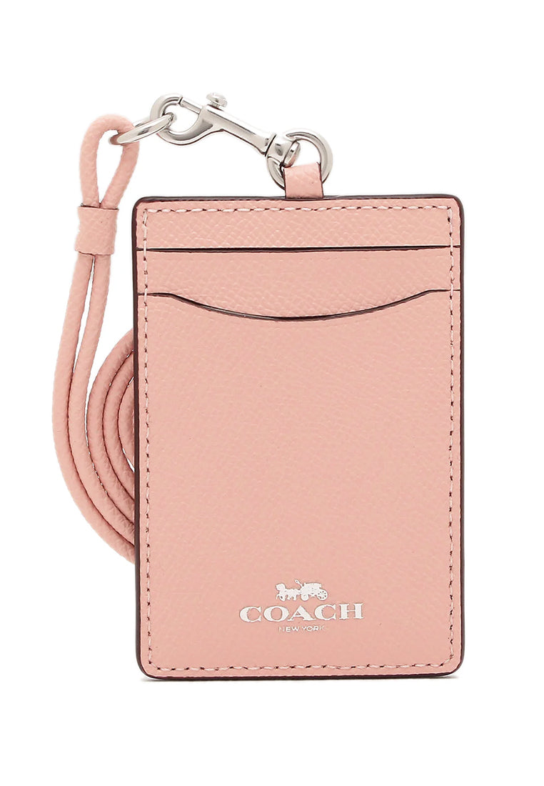 Coach ID Lanyard In Crossgrain Leather - Light Pink