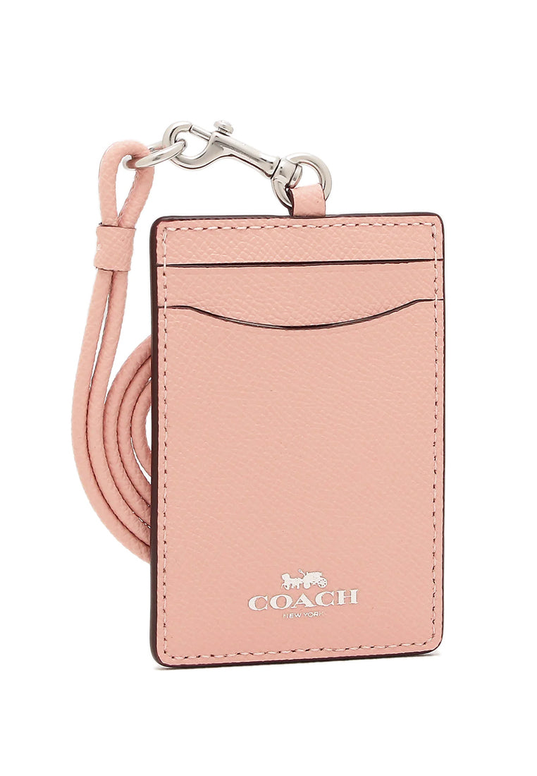 Coach ID Lanyard In Crossgrain Leather - Light Pink