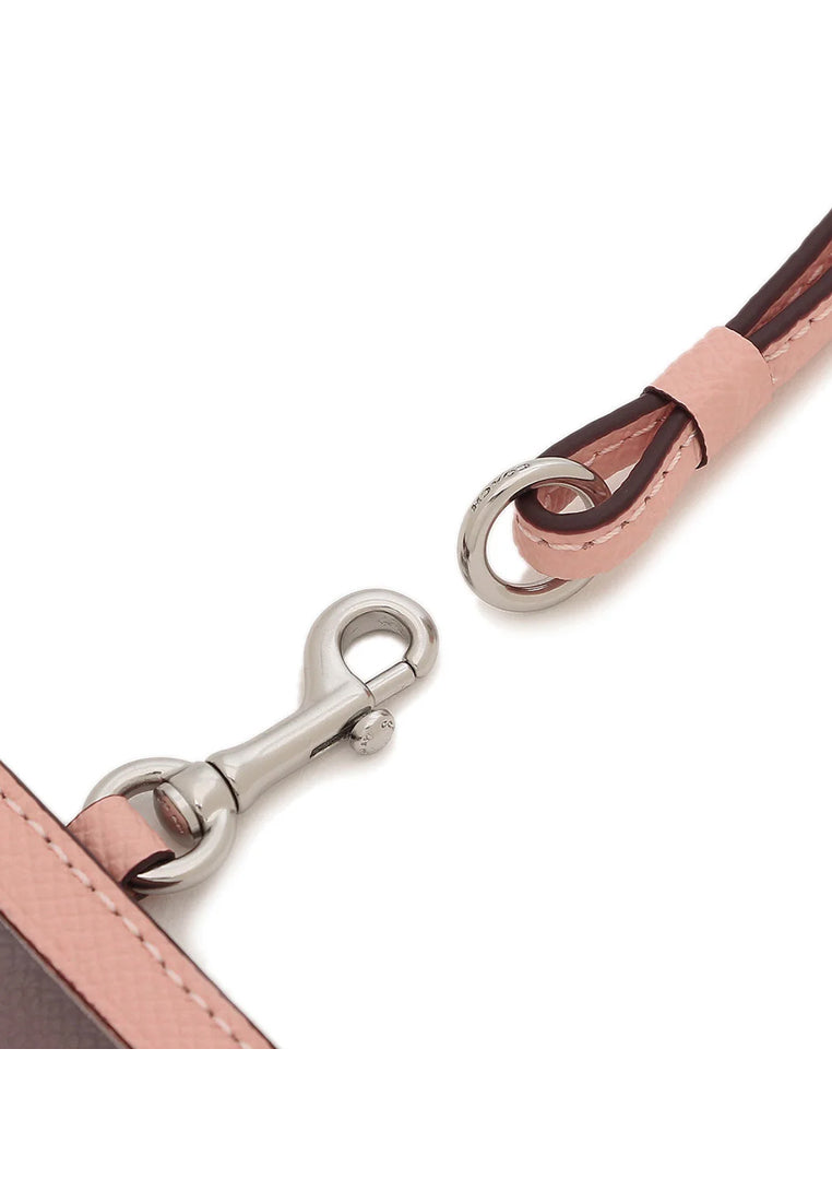 Coach ID Lanyard In Crossgrain Leather - Light Pink