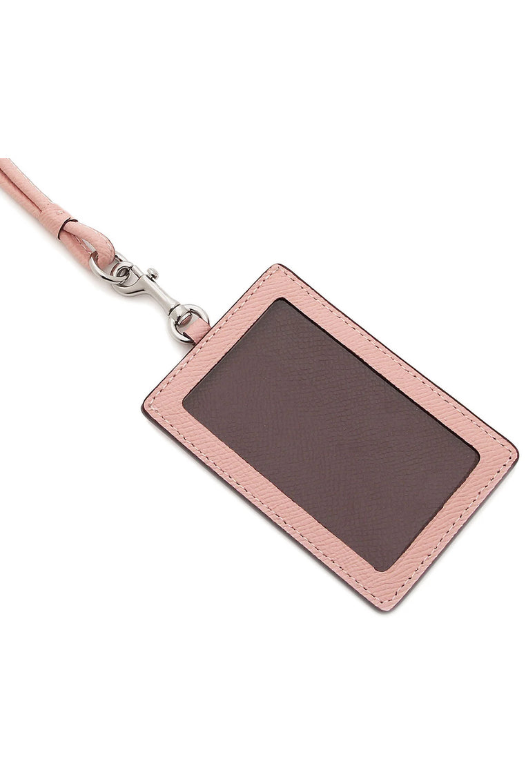 Coach ID Lanyard In Crossgrain Leather - Light Pink