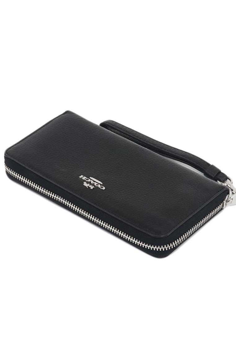 Coach Long Zip Around Wallet - Black (Silver Logo)