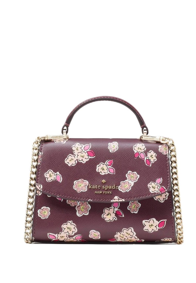 Kate Spade Darcy Frosted Floral Micro Satchel - Deep Berry