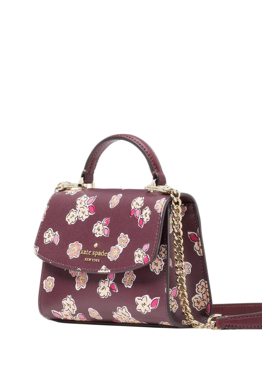 Kate Spade Darcy Frosted Floral Micro Satchel - Deep Berry