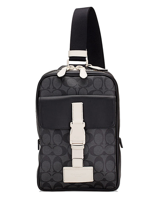 [CLEARANCE] Coach Track Pack In Signature Canvas - Black