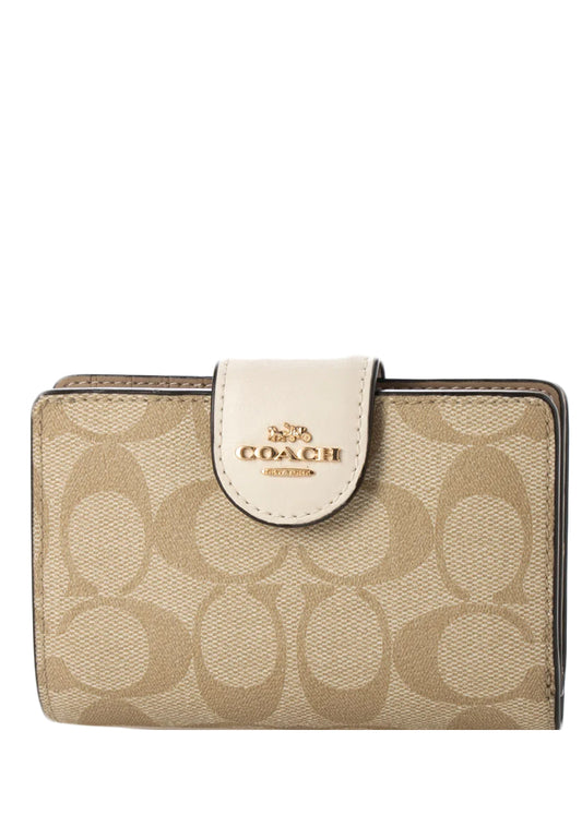 Coach Medium Corner Zip Wallet In Signature Canvas - Light Brown