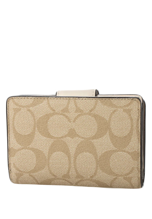 Coach Medium Corner Zip Wallet In Signature Canvas - Light Brown