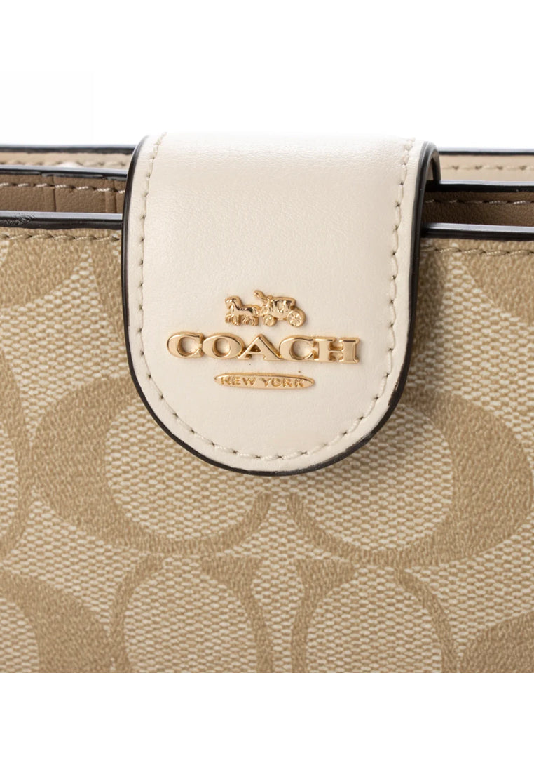 Coach Medium Corner Zip Wallet In Signature Canvas - Light Brown