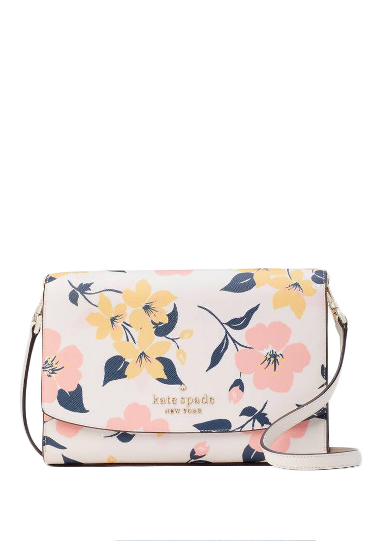 Kate Spade Carson Convertible Crossbody Bag in Lily Blossoms Print - Cream/Multi