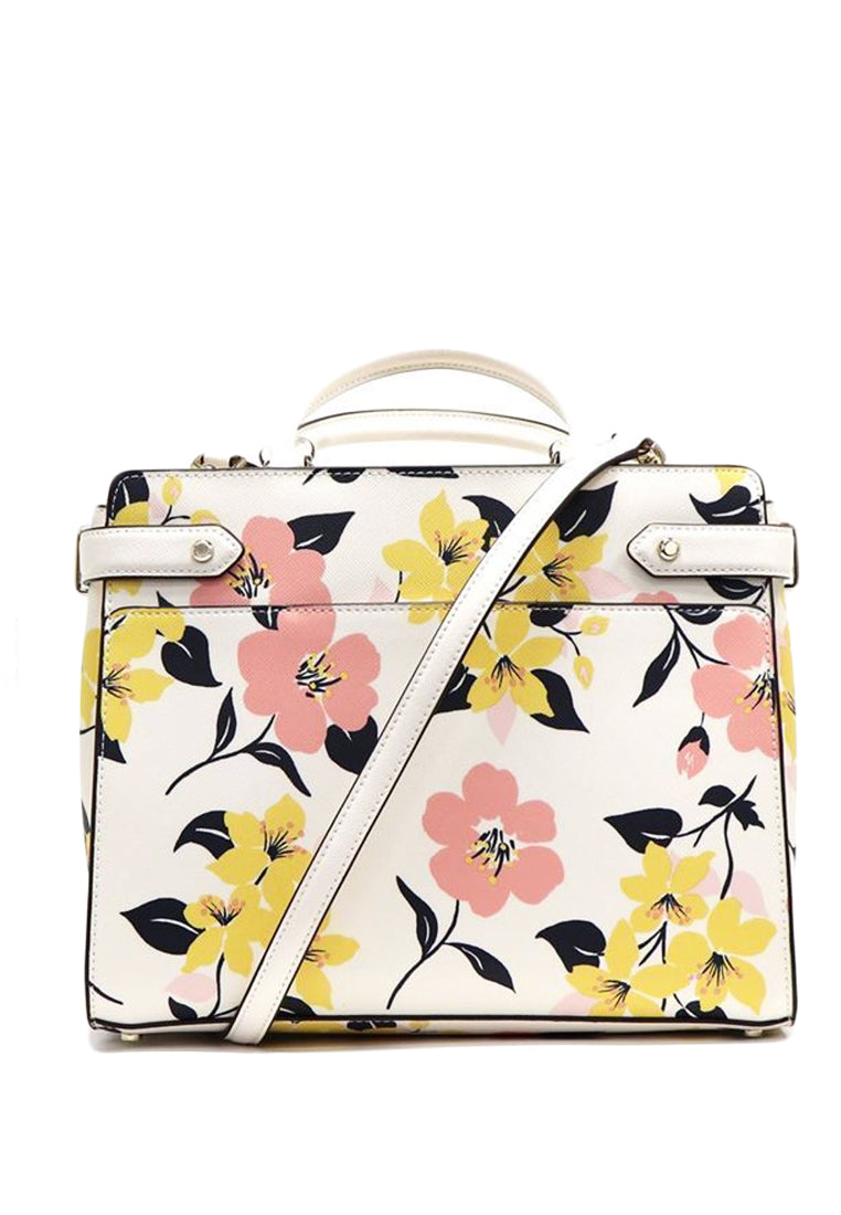 Kate Spade Staci Lily Blooms Medium Satchel - Cream