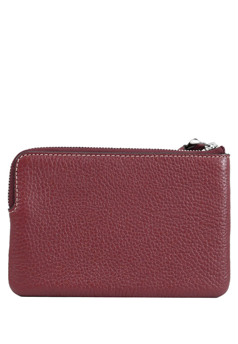 Coach Corner Zip Wristlet With Coach Stripe - Wine