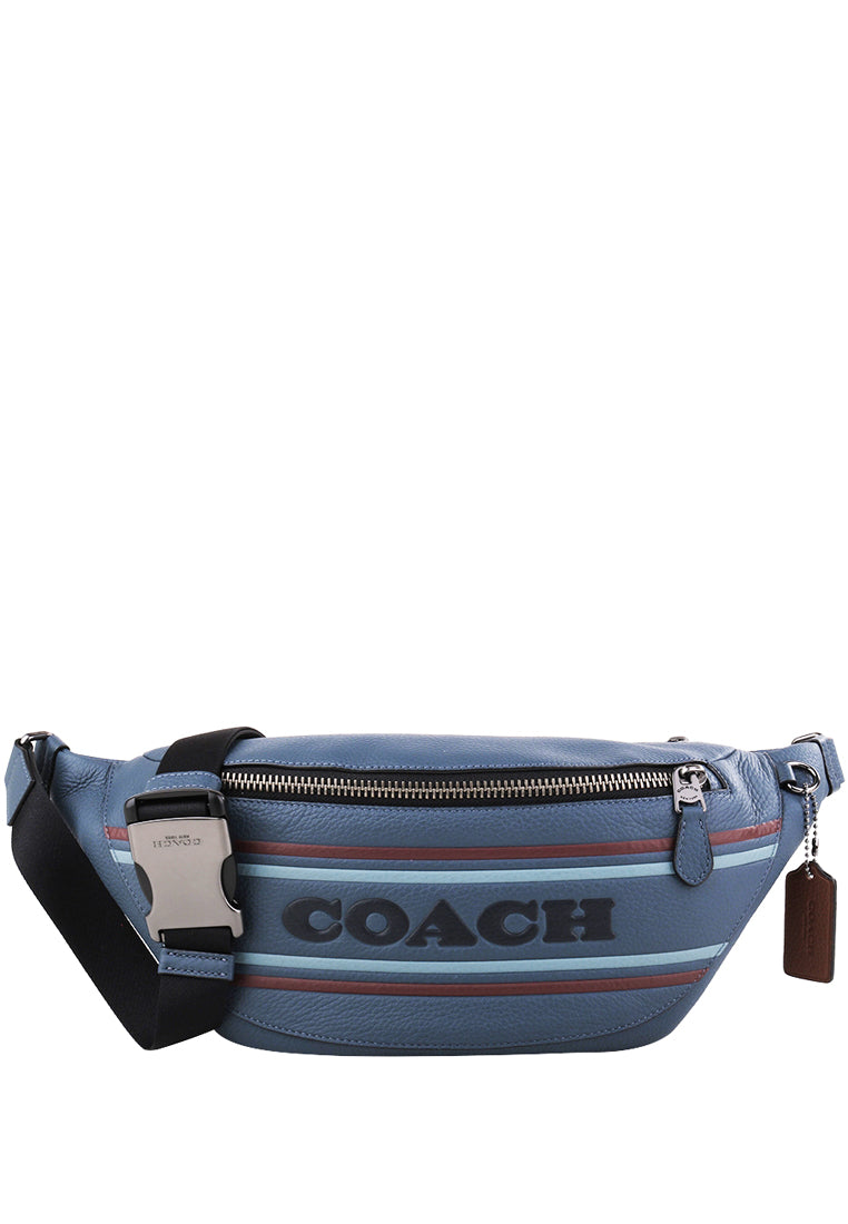 Coach Mens Warren Belt Bag With Coach Stripe - Denim