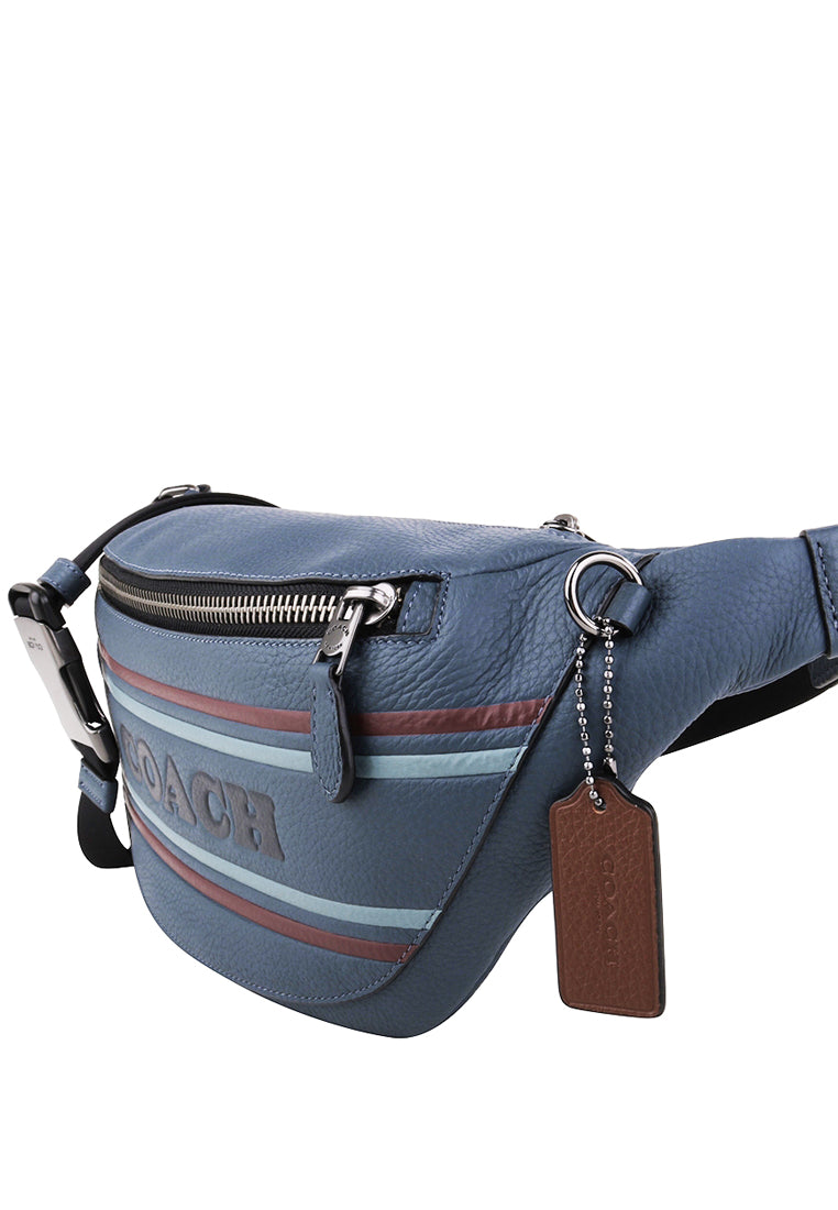 Coach Mens Warren Belt Bag With Coach Stripe - Denim