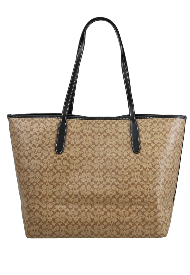 Coach City Tote In Signature Canvas - Brown/Black