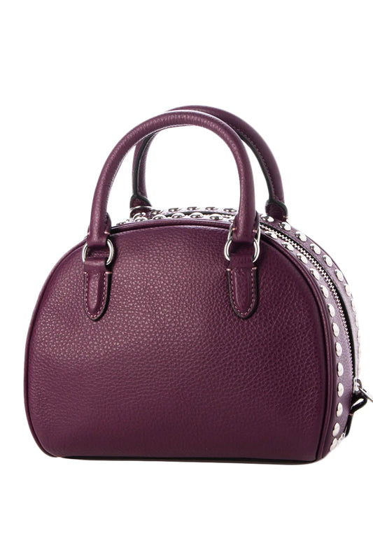 Coach Sydney Satchel With Rivets - Deep Berry