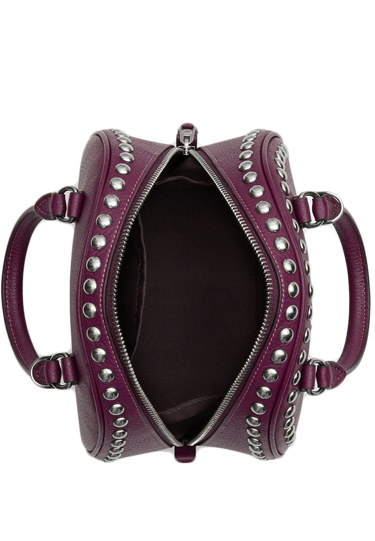 Coach Sydney Satchel With Rivets - Deep Berry