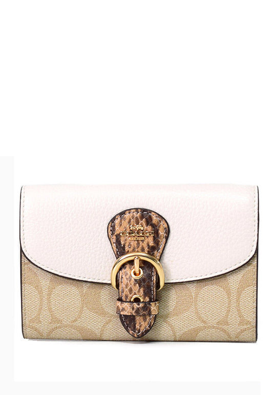 Coach Kleo Wallet in Blocked Signature Canvas - Light Brown/Multi