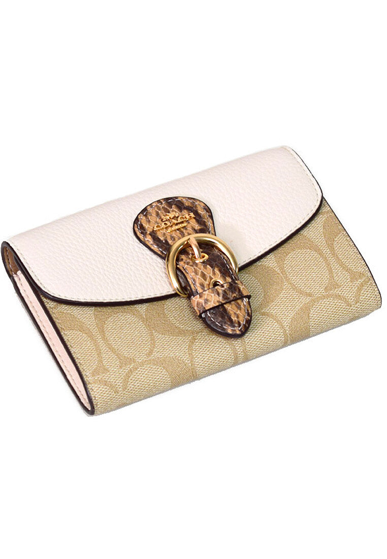 Coach Kleo Wallet in Blocked Signature Canvas - Light Brown/Multi