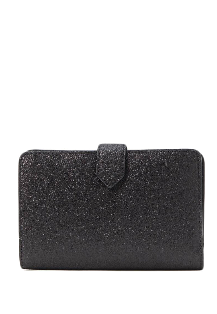 Kate Spade Shimmy Glitter Fabric Boxed Medium Compact Wallet - Black