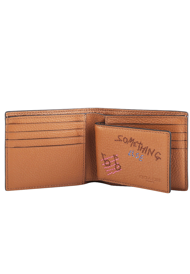 Coach 3 In 1 Mens Wallet With Diary Embroidery - Brown