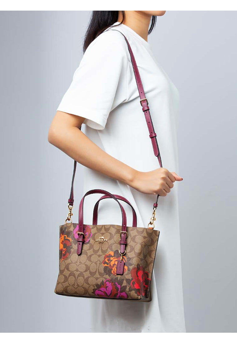 Coach Mollie Tote 25 In Signature Canvas With Jumbo Floral Print - Brown/Multi