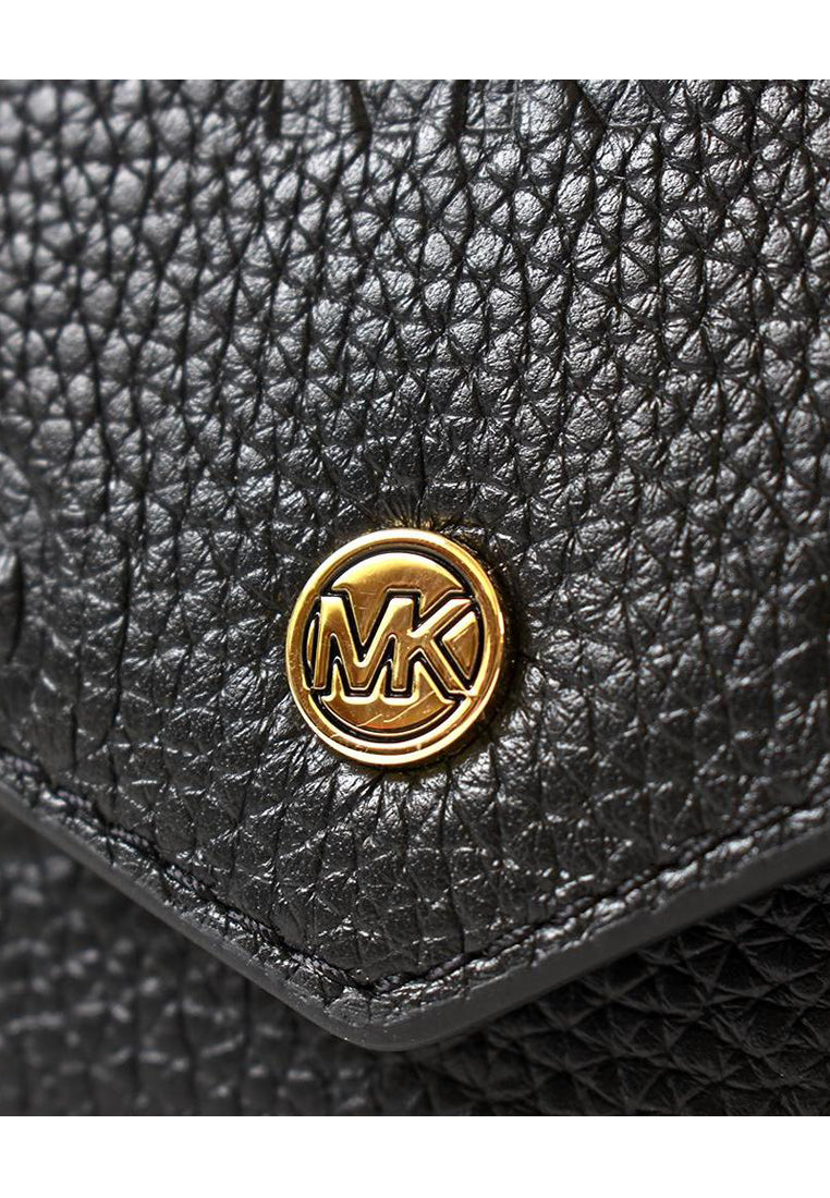 Michael Kors Jet Set Travel Large Logo Embossed Leather Envelope Continental Wallet - Black