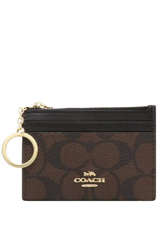 Coach Mini Skinny ID Case In Signature Canvas - Dark Brown