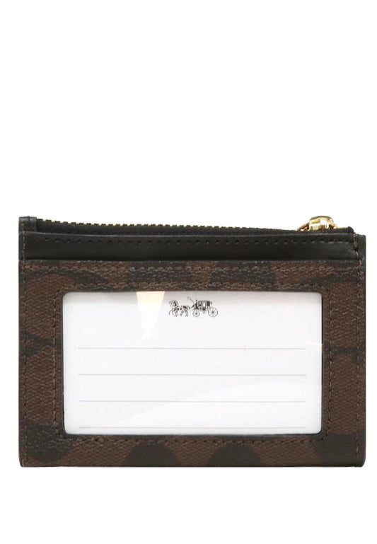 Coach Mini Skinny ID Case In Signature Canvas - Dark Brown