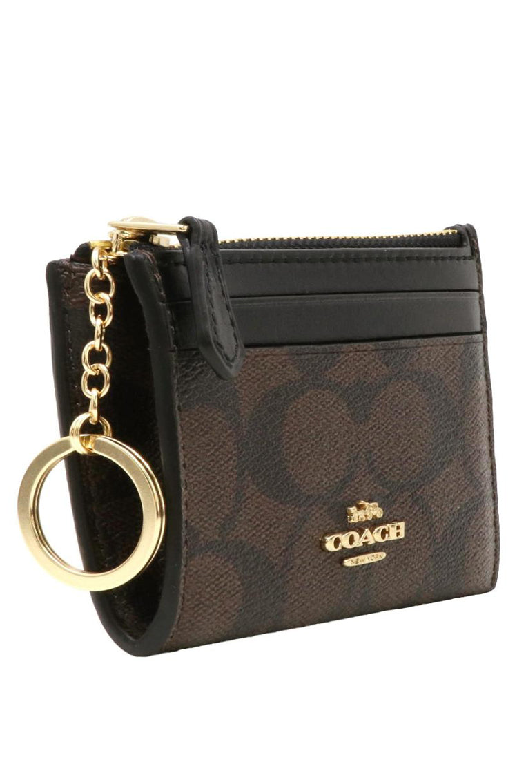 Coach Mini Skinny ID Case In Signature Canvas - Dark Brown